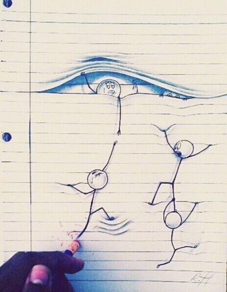 Зарисовки ручкой в тетради