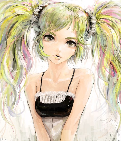 Аниме девочка с разноцветными волосами