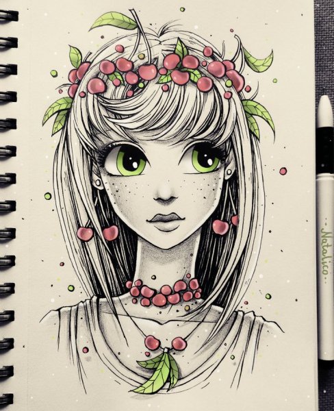 Красивые девочки в скетчбук