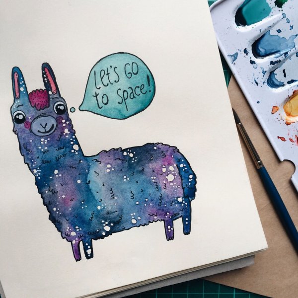 Акварельные рисунки в скетчбуке животные