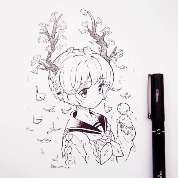 Аниме черной ручкой