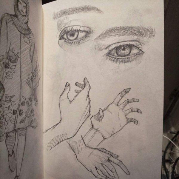 Части тела карандашом для скетчбука