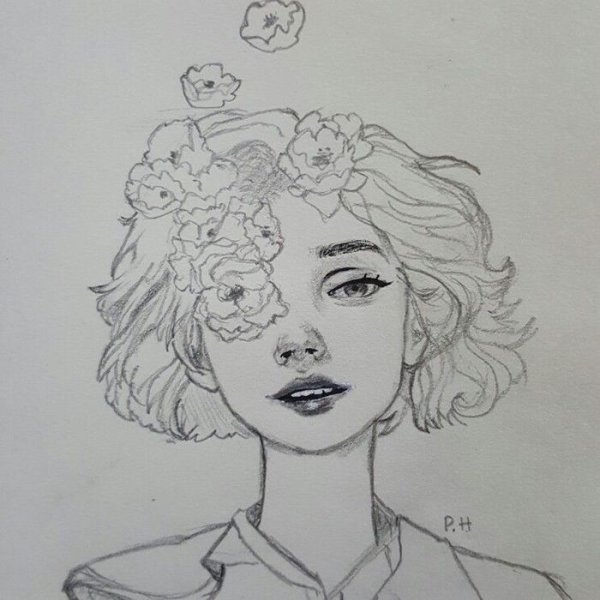 Рисунки для скетчбука легкие девушки