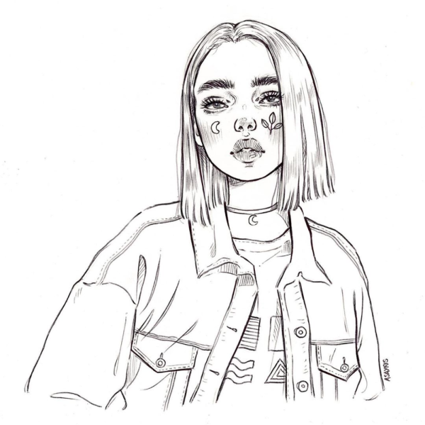 Рисунки для скетчбука легкие девушки