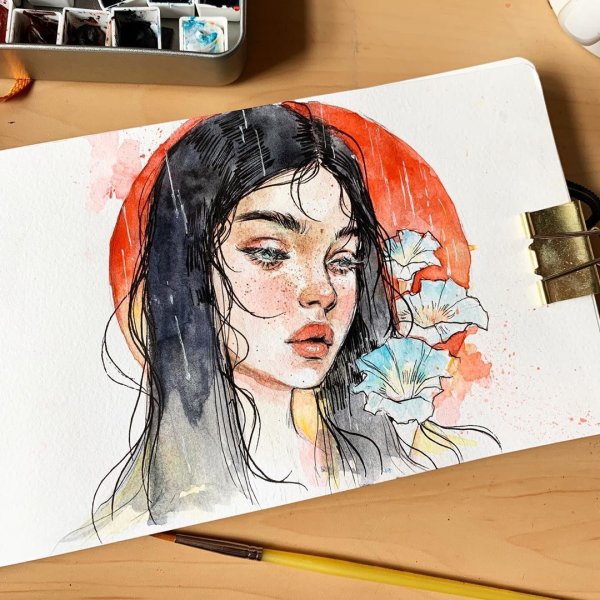 Акварель в скетчбуке