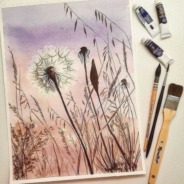 Рисование акварелью в скетчбуке