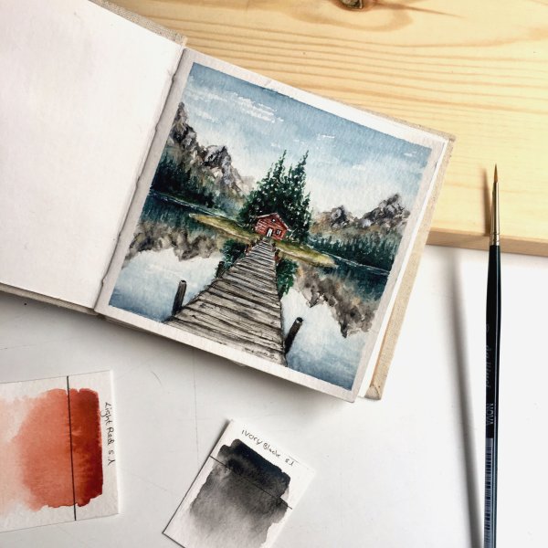 Пейзажи акварелью в скетчбуке
