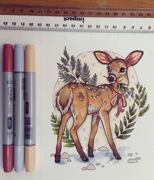 Скетчи маркерами животные