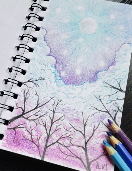 Скетчбук цветными карандашами
