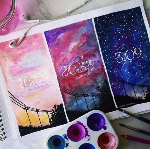 Рисование акварелью в скетчбуке