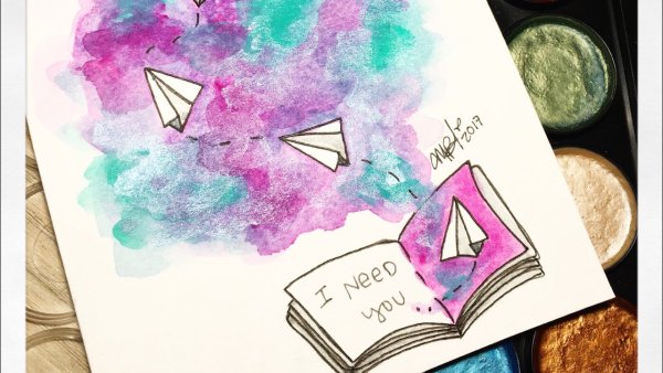 Рисунки акварелью в скетчбуке легко