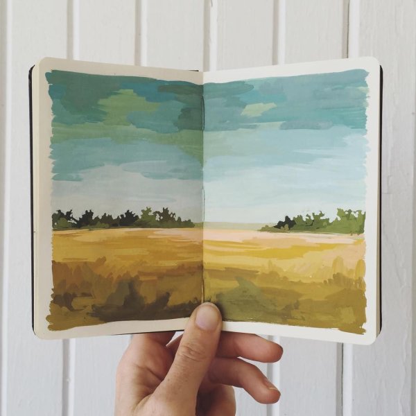 Пейзажи акварелью в скетчбуке
