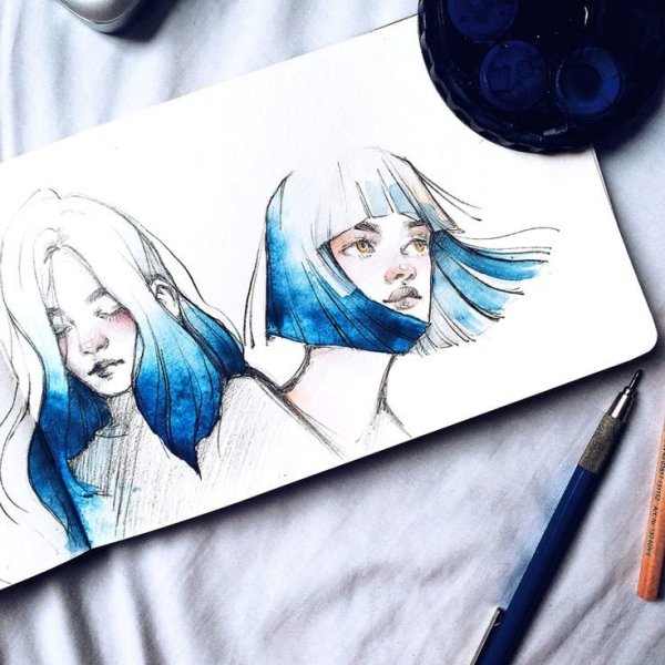 Рисунки авкварелью в скетчбук