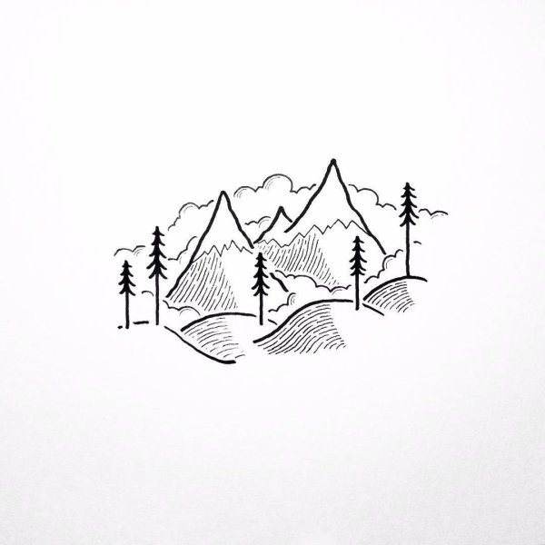 Рисунки гор для скетчбука