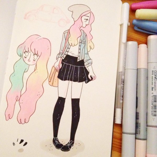 Легкие рисунки кавайные в скетчбук