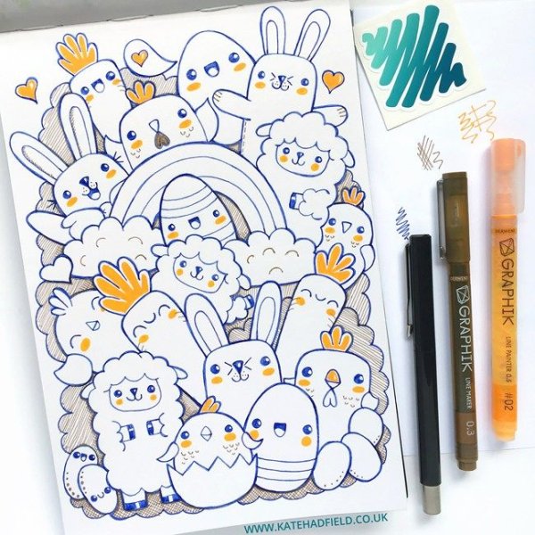 Рисунки для скетчбука в стиле кавай