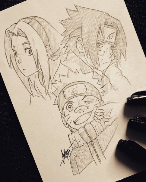 Скетчи Наруто Саске Сакура