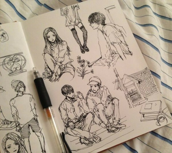 Рисование в скетчбуке людей