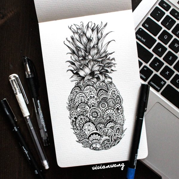 Скетчбук гелевой ручкой