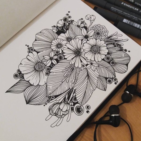 Цветы линером