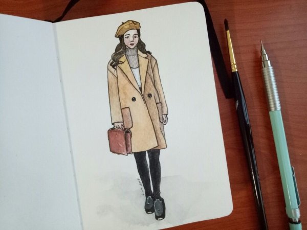 Зарисовки одежды в скетчбуке