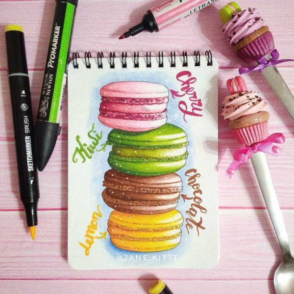 Макаруны скетч маркерами