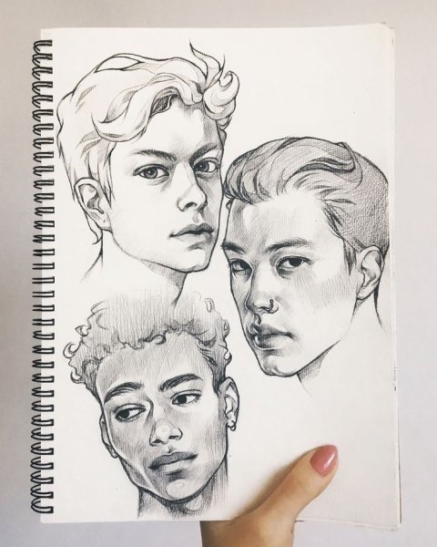 Рисунки в скетчбуке парни