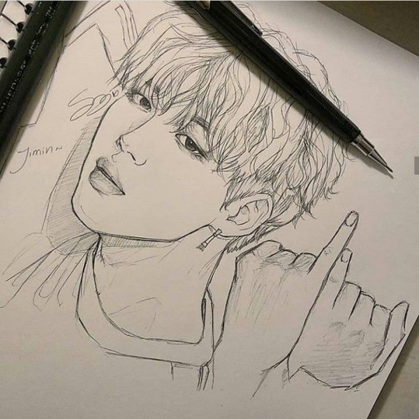 БТС аниме скетч Чимин