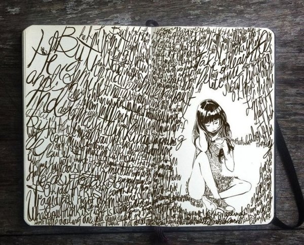 Грустные арты в скетчбуке