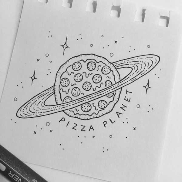 Рисунок для скетчбука легкие космические