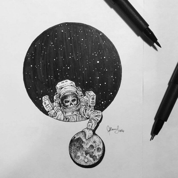 Арт черной ручкой