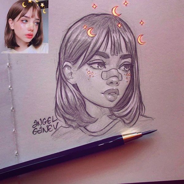 Девушки карандашом в скетчбуке