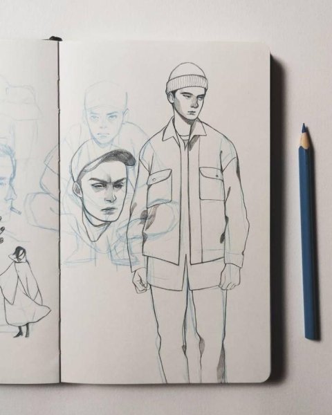 Скетчи в скетчбуке карандашом
