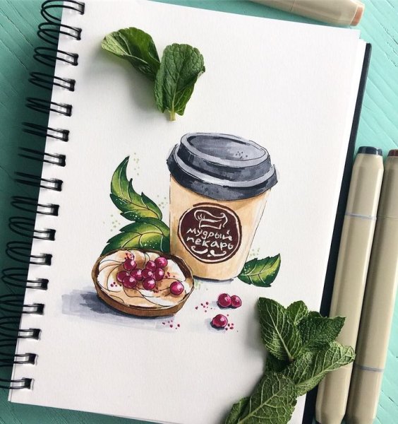 Зарисовки еды для скетчбука