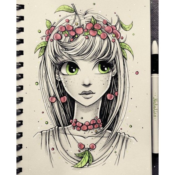 Красивые девочки в скетчбук