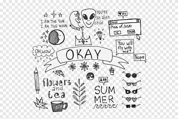 Черно белые Стикеры для скетчбука