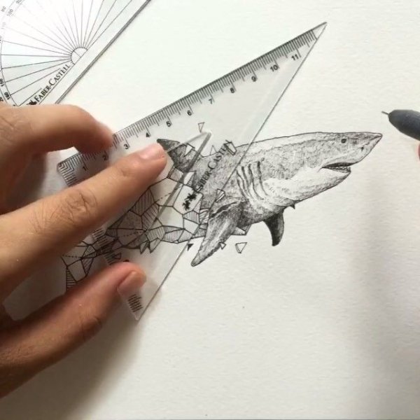 Акула тату геометрия