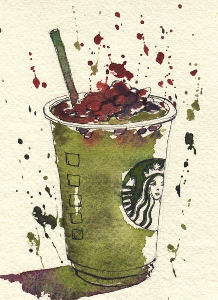 Акварельный скетчинг кофе