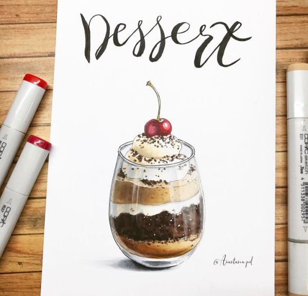 Рисунки для скетчбука маркерами еда