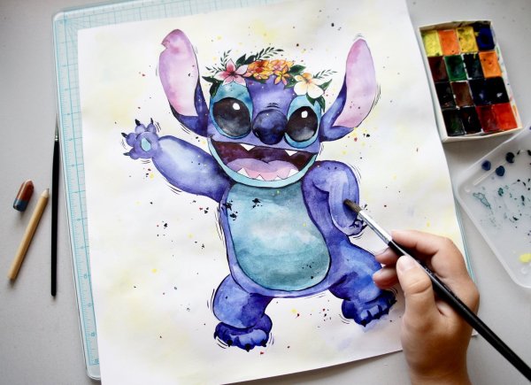 Стич акварельными карандашами