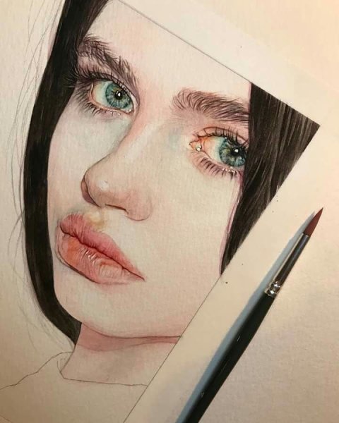 Портрет акварельными карандашами