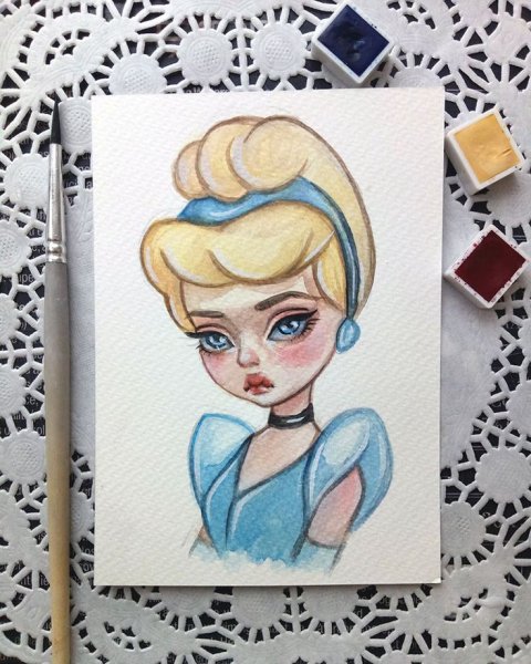 Рисунок принцессы в скетчбуке