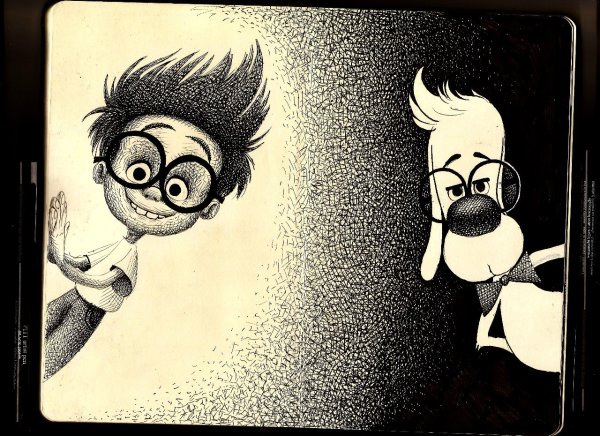 Рисунки мультяшных героев в скетчбук