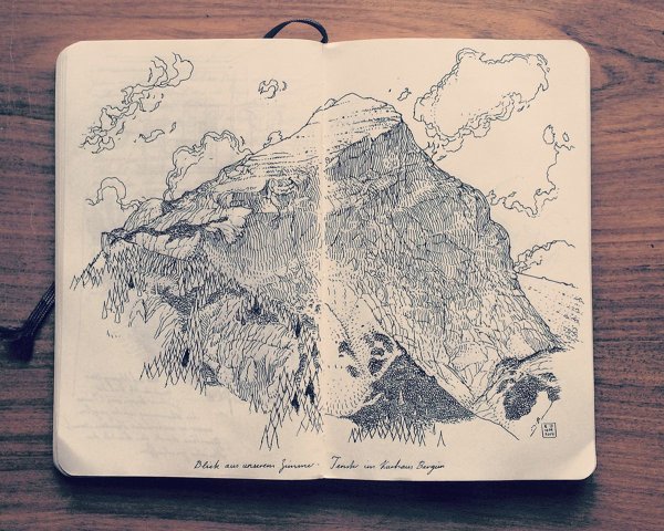 Скетчи гор для скетчбука