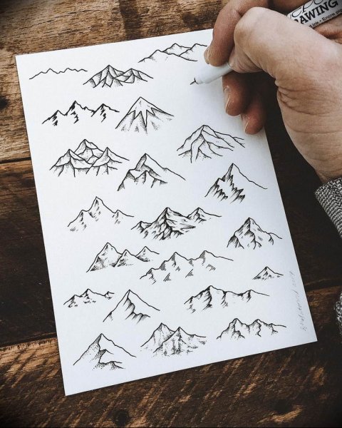 Рисунки для скетчбука лёгкие горы