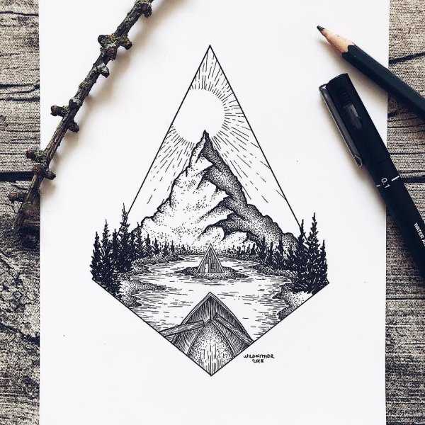 Горы тату эскизы