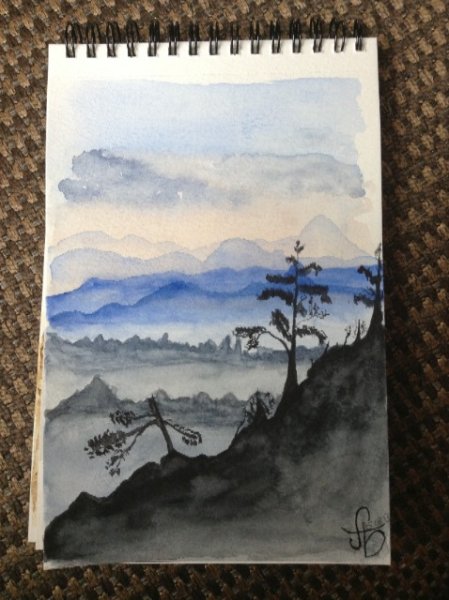 Зарисовки пейзажей в скетчбуке