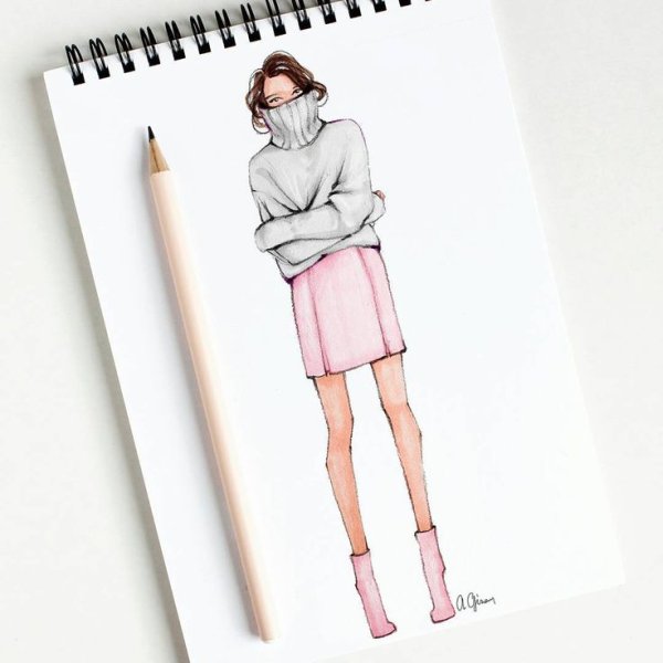 Зарисовки одежды в скетчбуке