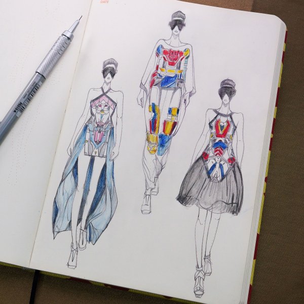 Скетчи маркерами одежда