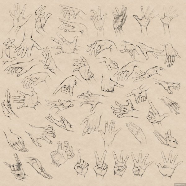 Рисование рук в скетчбуке